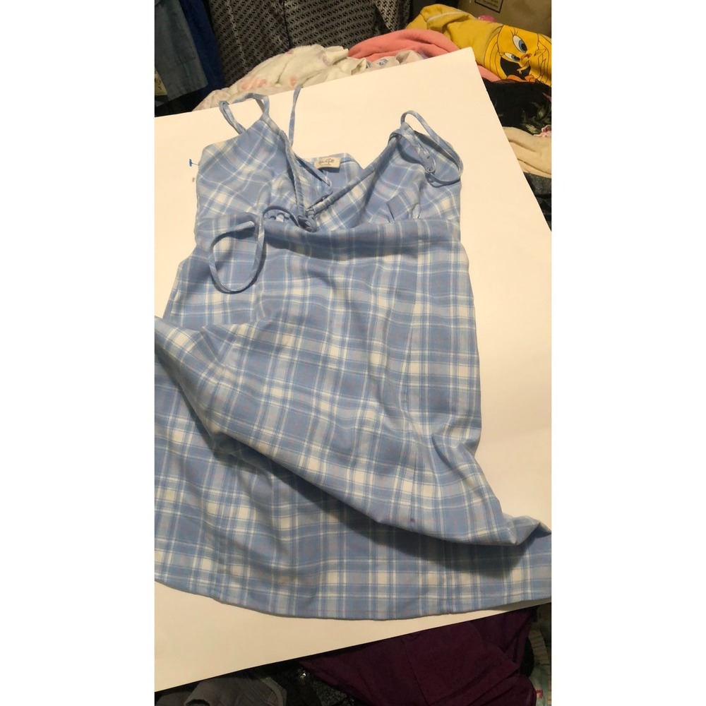 John Galt Brandy Melville blue plaid babydoll dress one size